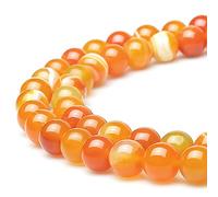MJDCB Natural Round Stone Beads 10mm Orange Stripe Agate Loose Gemstone Beads for Jewelry Making Bracelet Necklace 35pcs