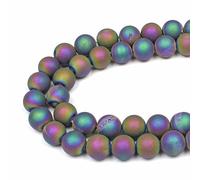 MJDCB Natural Round Stone Beads 10mm Rainbow Druzy Agate Loose Gemstone Beads for Jewelry Making Bracelet Necklace 38pcs
