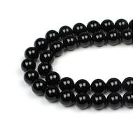 MJDCB Natural Round Stone Beads 12mm Black Onyx Loose Gemstone Beads for Jewelry Making Bracelet Necklace 30pcs