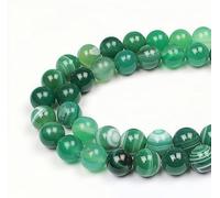 MJDCB Natural Round Stone Beads 12mm Green Striped Agate Loose Gemstone Beads for Jewelry Making Bracelet Necklace 30pcs
