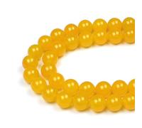 MJDCB Natural Round Stone Beads 12mm Yellow Agate Loose Gemstone Beads for Jewelry Making Bracelet Necklace 30pcs