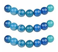 MJDCB Natural Round Stone Beads 6mm Blue Striped Agate Loose Gemstone Beads for Jewelry Making Bracelet Necklace 60pcs