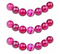 MJDCB Natural Round Stone Beads 6mm Rose Red Striped Agate Loose Gemstone Beads for Jewelry Making Bracelet Necklace 60pcs