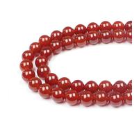 MJDCB Natural Round Stone Beads 8mm Red Cornelian Loose Gemstone Beads for Jewelry Making Bracelet Necklace 43pcs