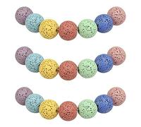 MJDCB Natural Round Stone Beads Essential Oil Diffuser 12mm Multicolor Lava Volcanic Rock Loose Gemstone Beads for Jewelry Making Bracelet Necklace 32pcs