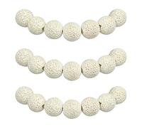 MJDCB Natural Round Stone Beads Essential Oil Diffuser 8mm White Lava Volcanic Rock Loose Gemstone Beads for Jewelry Making Bracelet Necklace 43pcs