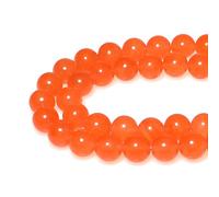 MJDCB Round Stone Beads 10mm Orange Jade Loose Gemstone Beads for Jewelry Making Bracelet Necklace 35pcs