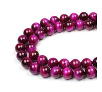 MJDCB Round Stone Beads 4mm Rose Red Tiger Eye Stone Loose Gemstone Beads for Jewelry Making Bracelet Necklace 85pcs