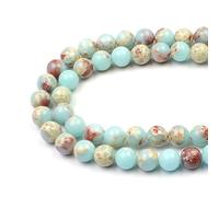 MJDCB Round Stone Beads 6mm Snake Skin Stone Loose Gemstone Beads for Jewelry Making Bracelet Necklace 60pcs