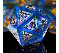 MJDICEOK Double Layered Resin Dice Set 7pcs/ Stained Glass Effect & Gold Numbers/Sharp Edged Polyhedral Dice/Apply to D&D/DND/Dungeons & Dragons/Role Playing Game/RPG/Party Gift (Blue Sky)