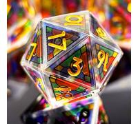 MJDICEOK Double Layered Resin Dice Set 7pcs/ Stained Glass Effect & Gold Numbers/Sharp Edged Polyhedral Dice/Apply to D&D/DND/Dungeons & Dragons/Role Playing Game/RPG/Party Gift (Rainbow)