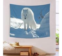 MJFCoin 3D Arctic Fox Print Wall Blanket Home Decoration Bedding Poster Wall Art Tapestry Tapestry Wall Hanging Soft Polyester for Bedroom Living Room Dorm Decor 100cmx150cm