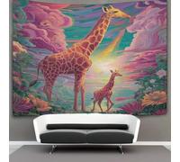 MJFCoin 3D Giraffe Printed Wall Blanket Home Decoration Bedding Poster Wall Art Tapestry Tapestries Wall Hanging Soft Polyester for Unisex Children Bedroom/Living Room/Dorm/Curtain 100cmx150cm