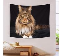 MJFCoin 3D Maine Coon Print Wall Blanket Home Decoration Bedding Poster Wall Art Tapestry Tapestry Wall Hanging Soft Polyester for Living Room Bedroom Dorm Deco 130cmx150cm