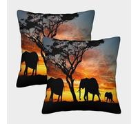 MJFCoin 3D Printed Elephant Throw Pillow Covers Originality Square Cushion Cover Decorative Super Soft Pack of 2 for Home Couch Sofa Decorative, Gifts 50x50cm
