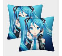 MJFCoin 3D Printed Hatsune Miku Square Pillowcases Dinosaurs Square Throw Pillow Decorative Super Soft Pack of 2 for Patio,Couch, Tent, Balcony And Sofa 50x50cm