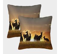 MJFCoin 3D Printed Kangaroo Throw Pillow Covers Originality Square Cushion Cover Decorative Super Soft Pack of 2 for Home Couch Sofa Decorative, Gifts 50x50cm