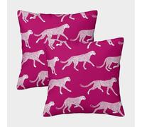 MJFCoin 3D Printed Leopard Throw Pillow Covers Originality Square Cushion Cover Decorative Super Soft Pack of 2 for Home Couch Sofa Decorative, Gifts 50x50cm