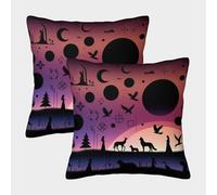 MJFCoin 3D Printed Moon Square Pillowcases Dinosaurs Pillow Case Cushion Decorative Super Soft Pack of 2 for Patio,Couch, Tent, Balcony And Sofa 40x40cm