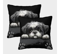 MJFCoin 3D Printed Shih Tzu Throw Pillow Covers Originality Square Cushion Cover Decorative Super Soft Pack of 2 for Home Couch Sofa Decorative, Gifts 45x45cm