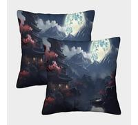 MJFCoin 3D Printed The Moon Throw Pillow Covers Dinosaurs Square Cushion Cover Garden Cushion Super Soft Pack of 2 for Sofa Couch Bed 40x40cm
