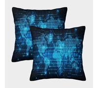 MJFCoin 3D Printed World Map Throw Pillow Covers Dinosaurs Square Cushion Cover Garden Cushion Super Soft Pack of 2 for Sofa Couch Bed 45x45cm