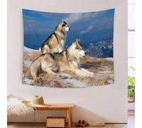 MJFCoin 3D Siberian Husky Print Wall Blanket Home Decoration Bedding Poster Wall Art Tapestry Tapestries Wall Hanging Soft Polyester for Bedroom Living Room Dorm Home Decorations 150cmx200cm