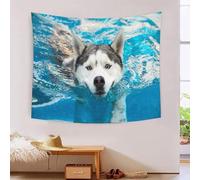MJFCoin 3D Siberian Husky Print Wall Blanket Home Decoration Bedding Poster Wall Art Tapestry Wall Hanging Tapestry Soft Polyester for Bedroom Living Room Dorm Decor 100cmx150cm