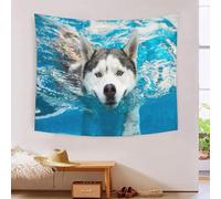 MJFCoin 3D Siberian Husky Print Wall Blanket Home Decoration Bedding Poster Wall Art Tapestry Wall Hanging Tapestries Soft Polyester for Bedroom Living Room Dorm Home Decorations 70cmx100cm