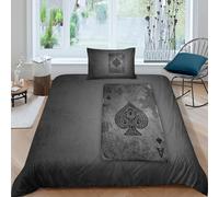 MJFCoin Ace Of Spades Duvet Cover Set 2 PCS Hotel Quality Quilt Cover Bedding Sets Bed Covers with Pillowcases with Zipper Closure Ultra Soft Hypoallergenic Microfiber Single（135x200cm）