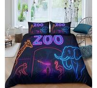 MJFCoin Animal Park Duvet Cover Set 3 PCS Hotel Quality Quilt Cover Bedding Sets Bed Covers with Pillowcases with Zipper Closure Ultra Soft Hypoallergenic Microfiber King（220x240cm）