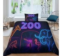 MJFCoin Animal Park Duvet Cover Sets 3 PCS Hotel Quality Quilt Cover Bedding Bed Covers with Pillowcases with Zipper Closure Ultra Soft Anti Allergic Microfiber Single（135x200cm）