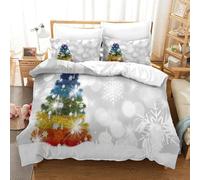 MJFCoin Christmas Tree Duvet Cover Set 3 PCS Hotel Quality Quilt Cover Bedding Sets Bed Covers with Pillowcases with Zipper Closure Breathable Stylish Comforter Super King（260x220cm）