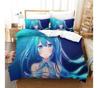 MJFCoin Hatsune Miku Duvet Cover 3 PCS Hotel Quality Quilt Cover Bedding Sets Bed Covers with Pillowcases with Zipper Closure Breathable Stylish Comforter Single（140x200cm）