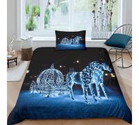MJFCoin Horses Duvet Cover Set 3 PCS Hotel Quality Quilt Cover Bed Sets Bed Covers with Pillowcases with Zipper Closure Ultra Soft Anti Allergic Microfiber Single(135x200cm)