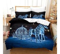 MJFCoin Horses Duvet Cover Sets 3 PCS Hotel Quality Quilt Cover Bedding Bed Covers with Pillowcases with Zipper Closure Hypoallergenic Soft Breathable Microfiber Single(140x200cm)