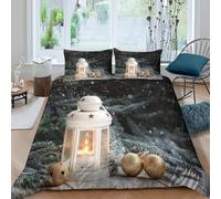 MJFCoin Jingle Bell Duvet Cover 3 PCS Hotel Quality Quilt Cover Bedding Bed Covers with Pillowcases with Zipper Closure Hypoallergenic Soft Breathable Microfiber Double（200x200cm）