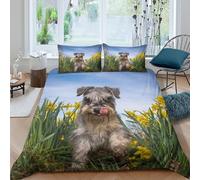 MJFCoin Schnauzer Duvet Cover Sets 3 PCS Hotel Quality Quilt Cover Bedding Bed Covers with Pillowcases with Zipper Closure Ultra Soft Anti Allergic Microfiber King(220x240cm)