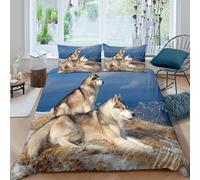 MJFCoin Siberian Husky Duvet Cover 3 PCS Hotel Quality Quilt Cover Bedding Set Bed Covers with Pillowcases with Zipper Closure Breathable Stylish Comforter Double(200x200cm)