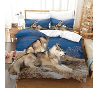 MJFCoin Siberian Husky Duvet Cover Sets 3 PCS Hotel Quality Quilt Cover Bedding Bed Covers with Pillowcases with Zipper Closure Hypoallergenic Soft Breathable Microfiber Single(140x200cm)
