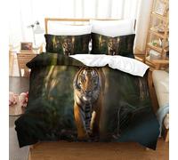 MJFCoin Tiger Duvet Cover Set 3 PCS Hotel Quality Quilt Cover Bed Sets Bed Covers with Pillowcases with Zipper Closure Hypoallergenic Soft Breathable Microfiber King（220x240cm）