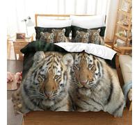 MJFCoin Tiger Duvet Cover Set 3 PCS Hotel Quality Quilt Cover Bedding Set Bed Covers with Pillowcases with Zipper Closure Ultra Soft Anti Allergic Microfiber King（220x240cm）