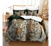 MJFCoin Tiger Duvet Cover Set 3 PCS Hotel Quality Quilt Cover Bedding Sets Bed Covers with Pillowcases with Zipper Closure Hypoallergenic Soft Breathable Microfiber Single（140x200cm）