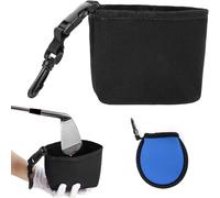 MJFENDAI Golf Club and Golf Ball Cleaning Bag, 1 Pack Golf Ball Pouch and 1 Pack Golf Club Scrub Bag, Detachable Golf Ball Golf Club Washer Bag for Cleaning Club Grooves, Black+Blue
