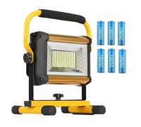 MJFVN 100W Waterproof Flood Light Outdoor Reflector LED External Projector RGB Spotlight Searchlight Rechargeable By 6 * 18650 Battery(100W With Battery)