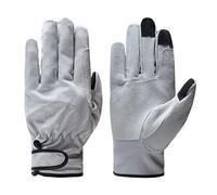 MJFVN Men Work Gloves Practical Construction Stretchable Hard Grasping Leather Wood Cutting Pigskin Gardening And Hunting(L)