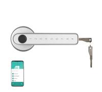 MJFVN TTlock Tuya Smart Home Fingerprint Electronic Door Lock Password APP Mechanical Key Security Biometric Handle(Silver Tuya)