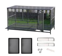 MJHETCY Metal Chicken Coops Runs with Feedinger, Wheels and Cage Tray for Indoor/Outdoor Bunny Cage Duck House Portable Poultry Cage(Size:150 * 60 * 73cm,Color:Grey)