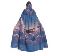 MJHKXLJ Aircraft in the clouds Prints Hooded Cloak for Halloween, Role-Playing, and Costume Parties