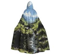 MJHKXLJ Alpine Farm Cows Prints Hooded Cloak for Halloween, Role-Playing, and Costume Parties
